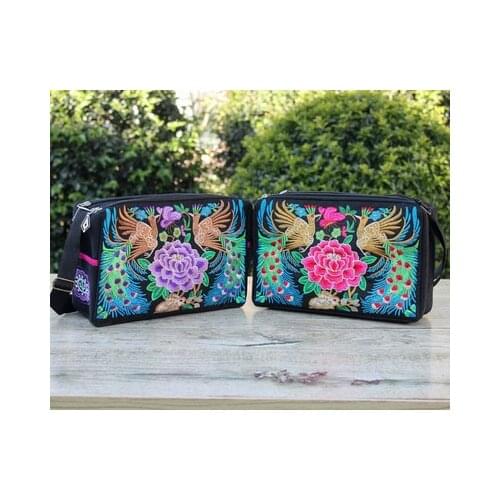 National Embroidery Shopping Handbag!Nice Floral Embroidered Three-Zipperr bags Ethnic National Hot Vintage Lady canvas Carrier