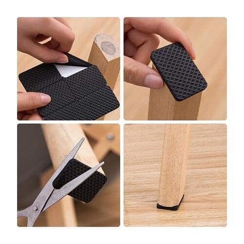 Thicken Soft TPR Non-slip Leg Caps Rubber Feet Protector Pads Furniture Table Covers Square Bottom 12pcs Wood Floor Protection