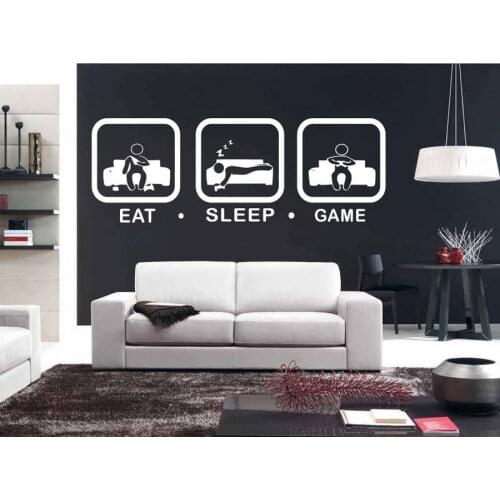 Video Game Wall Decals Eat Sleep Game Controller Stickers Customized For Boy Teen Bedroom Vinyl Wall Art Decals Murals Z292