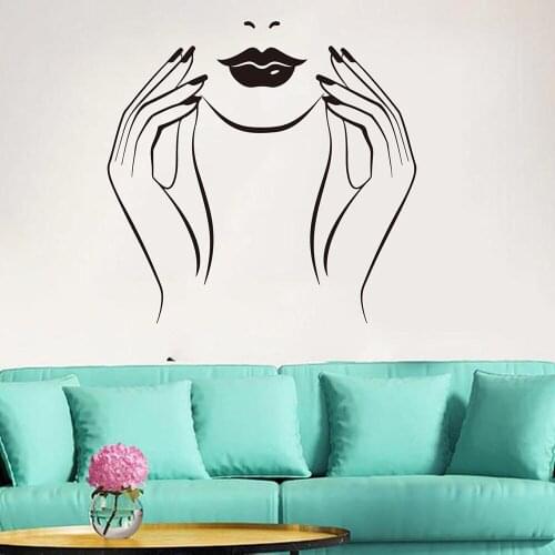 Large Manicure Spa Nail Studio Salon Wall Decal Smile Girl Decal Beauty Salon Spa Hair Nail Vinyl Wall Sticker Removable C763