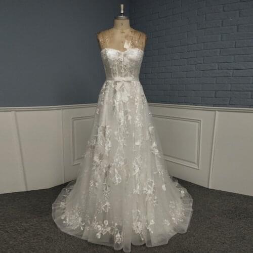 Vintage Lace Tull Wedding Dress with Lovely Bow Sash Real Image Bride Dresses