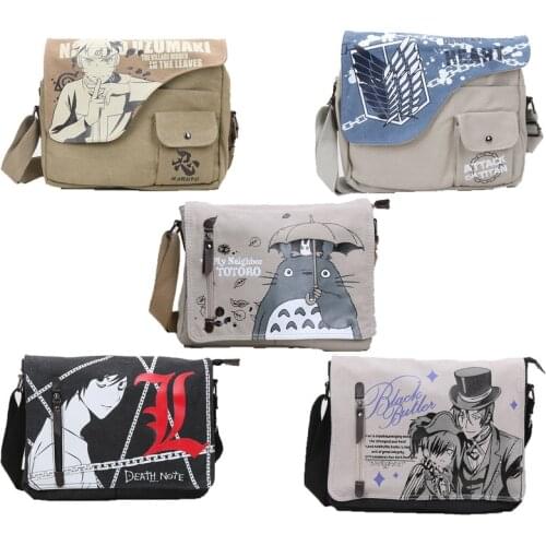 Japan cartoon anime My Neighbor Totoro messenger bags Naruto Black Butler Attack On Titan durable bag Shoulder Bag