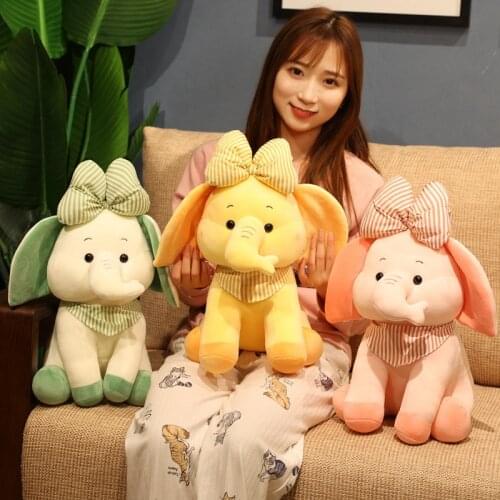 1pc 25/35/45cm Lovely Elephant Plush Toys Cartoon Animal Elephant with Bow Pillow Stuffed Soft Doll for Children Infant Gifts