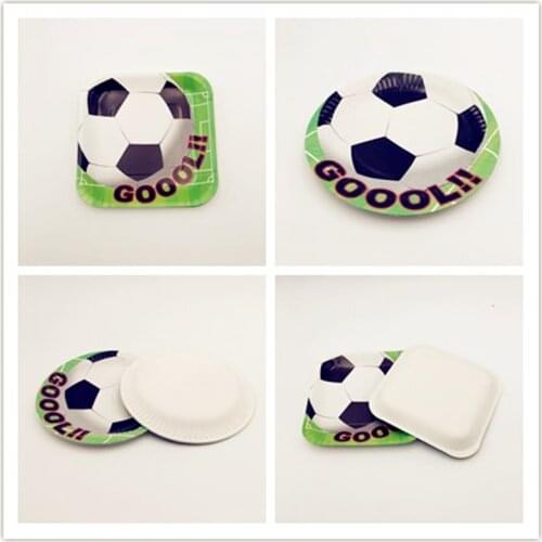 10PCS/set 3 Styles Football Soccer Disposable Paper Plates For Kids Birthday Party Decoration Supplies