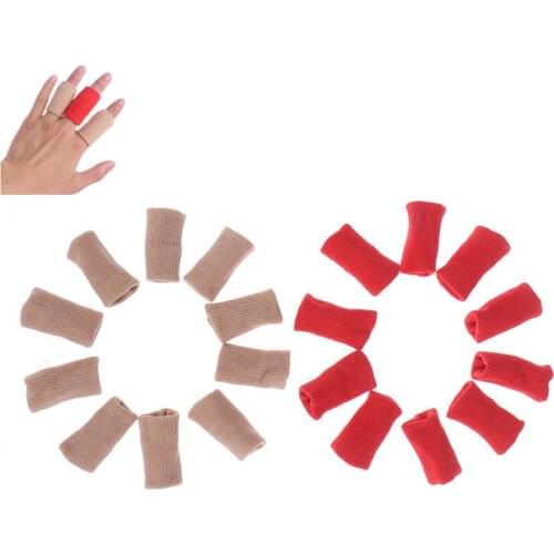 10Pcs/Set Finger Sleeves Support Thumb Brace Protector Breathable Elastic Finger Tape for Basketball, Tennis,Baseball 2 Colors