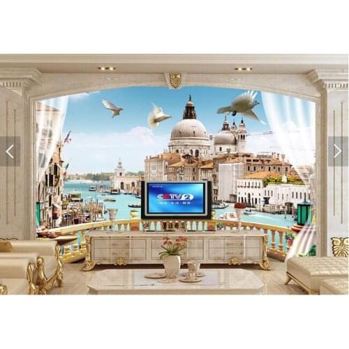 Custom 3D murals,Beautiful window balcony Rome scenery 3d papel de parede,hotel living room sofa TV wall bedroom wallpaper