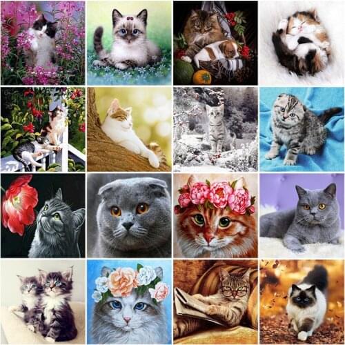 DIY 5D Diamond Painting Cat Hedge Leaf Fruit Animal Mosaic Round Full Diamond Embroidery Cross Stitch Rhinestones Home Decor