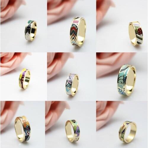 Big Promotion 9 Styles Various Colors Feather Special Symbol Thin Enamel Jewelry Ring
