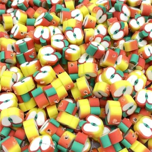 30pcs/lot 10mm Red apple Beads Polymer Clay Beads Polymer Clay Spacer Beads For Jewelry Making DIY Bracelet necklace #03