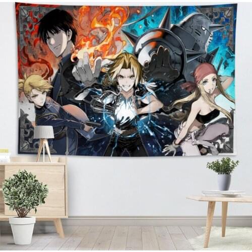 Fullmetal Alchemist Tapestry Wall Hanging Decor Wall Cloth Tapestries Home Decoration Accessories Psychedelic Decorative 2.25