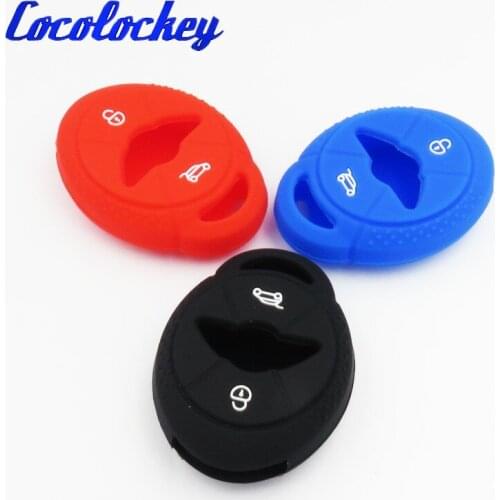 Cocolockey Silicone Car Key Skin Case Shell Fob Cover set for BMW Mini Cooper S R50 R53 Two Key Case For Car 3Buttons