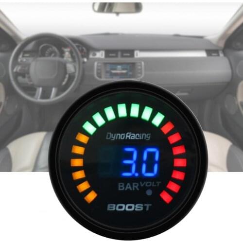 Turbo Boost Gauge 20 LED Durable 1-3Bar 52mm Adjustable Turbo Boost Controller for All 12V Cars Auto Replacement Parts