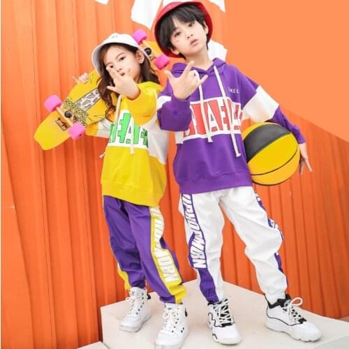 New Size 110 -180cm Children Cotton Clothing Set For Boys Girls Hoodies Pants Outfits Kids Hip Hop Dance Costumes Tracksuit