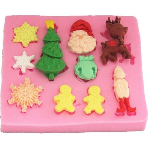 F1081 Christmas Series Silicone Fondant Mold Gum Paste Cake Decorating cake topper Mould