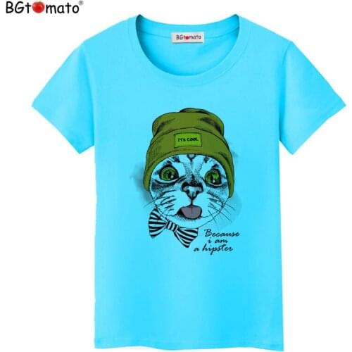 BGtomato T shirt Cute Clown cat t-shirt women Cool short sleeve funny t shirts Brand new good quality casual top tees