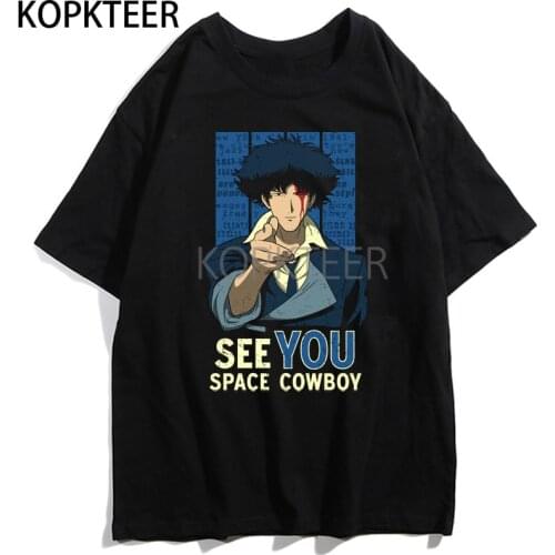 Cowboy Bebop Spike Spiegel Batou Kusanagi Motoko Aesthetic T Shirt Men Cool Hip Hop T-Shirt Harajuku Streetwear Summer Tops Tees