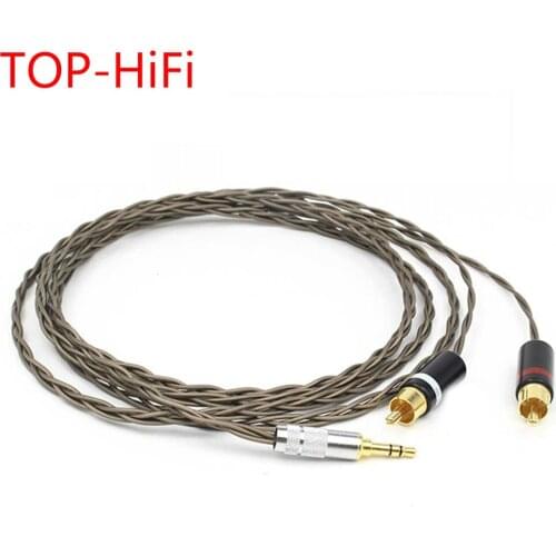 TOP-HiFi 3.5mm Stereo to 2 RCA Male Cable Nordost Odin Siver Plated 3.5mm to Double RCA Male Audio Aux Cable