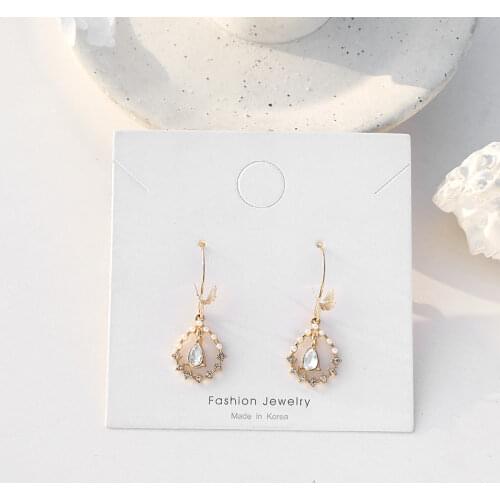 Water Drop Shiny Butterfly Earrings with Clips Beautiful Luxury Bridal Earrings Cubic Zirconia