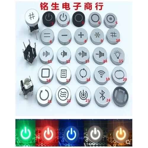 Cap+switch)=1pcs Always open Logo Cap 6X6 with light Reset button cap 6*6 with light switch and hat with different logo design