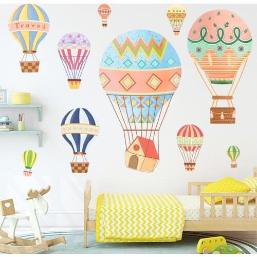 Cartoon Hot Air Balloon Wall Stickers Paint Style for Living Room Kids Room Wall Decal Baby Nursery Murals Wall Decor Baby Gift