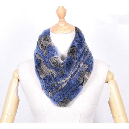 New Real Rex Rabbit Fur Scarf Knitted Women Fashion Warm Winter Scarves