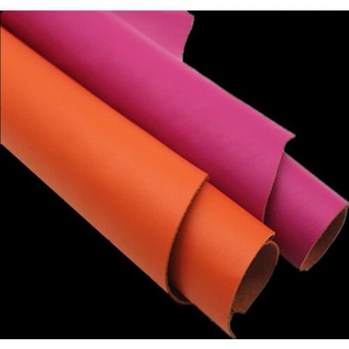 Plain Weave First Layer Cowhide Thin Leather Rose Red Orange Handmade Leather Upholstered Sofa Chair Furniture Color Leather