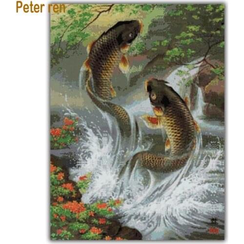 Full diamond embroidery animal diy diamond painting Fish jump 3d square drill diamond mosaic icon paste full crafts needlework