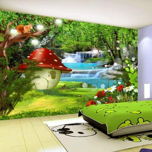 Custom Mural Wallpaper Waterproof Papel De Parede 3D Kids Room Baby Bedroom Background Wall Green Forest Picture Decor Painting
