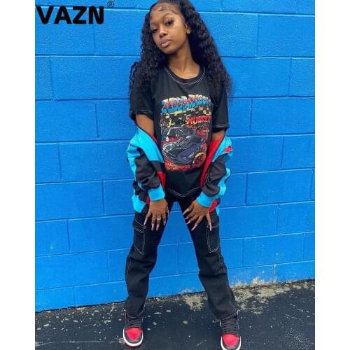 VAZN 2020 Hot High-end Jacket Patchwork Simple Young Daily Casual Free Joker Style Full Sleeve Slim Women Regular Outwears