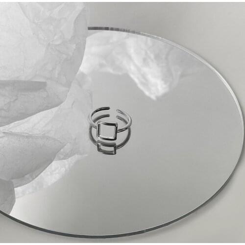 Origin Summer Street Style Hollow Geometric Square Ring for Women Unique Design Open Adjustable Index Finger Ring Jewellery