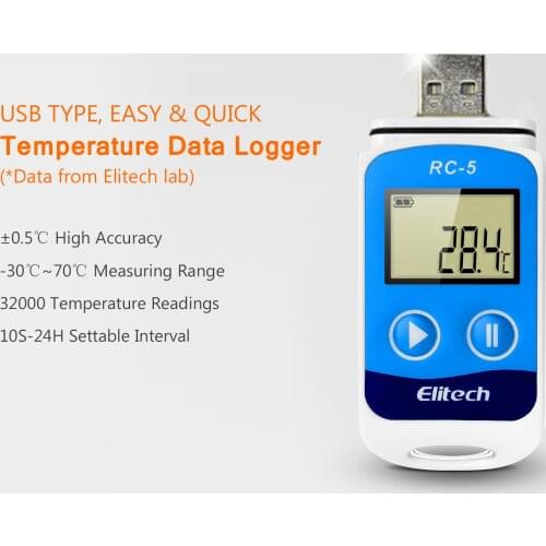 Temperature Data Logger High Accuracy USB Data Recorder 32000 Points LCD Display IP67 Waterproof Industrial Data Loggers