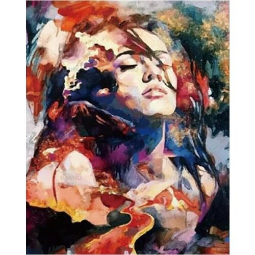 Figure Painting By Numbers Woman Colorful On Canvas With Framed DIY Kits Acrylic Paint For Adults Color By Number Home Decor Art