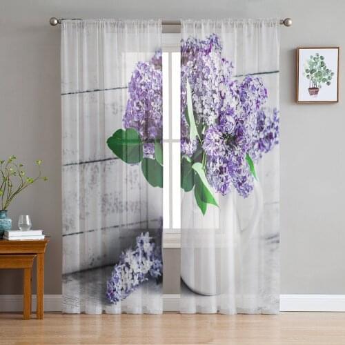 Lilac Vase Beautiful Curtains For Living Room Luxury Baby Bedroom Tulle Curtains Kitchen Study Room Modern Style Sheer Curtains
