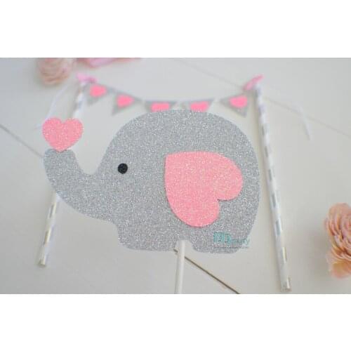 Elephant baby shower cake topper, baby shower Cake Set (Cake Topper and banner) Elephant cake topper, smash cake banner
