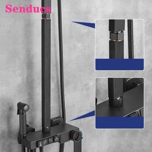 Black Shower Extension Tube Bar Quality Stainless Steel Bathroom Shower Arm By 30cm Square Extension Shower Tube 3/4 Shower Bar