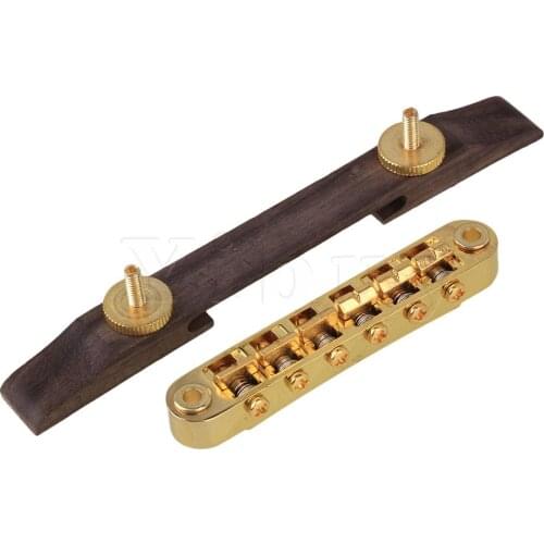 Yibuy Rosewood Bridge Gold Plated w/ Fixed Saddles Archtop Jazz Guitar Part