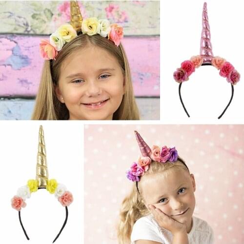 Yundfly Hot Girl Kids Unicorn Horn Headband Baby Birthday Party Unicorn Hat Costume Wrap