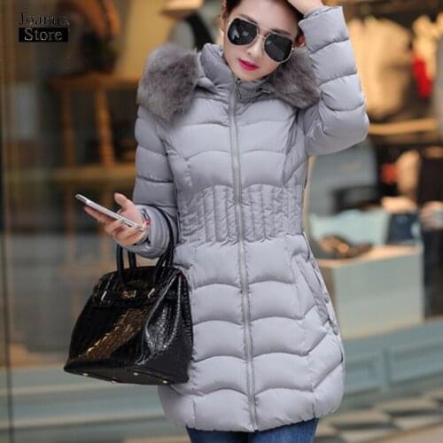 Faux raccoon fur collar women winter jacket 4XL plus size coat long parka slim snow coats elegant jackets office ladies clothed