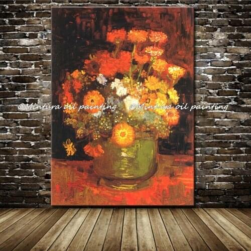 Zinnia Of Vincent van Gogh 100%Handmade H.Q Reproduction Oil Painting On Canvas Wall Art Picture For Home Decoration HY141465