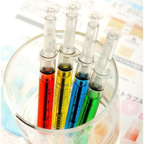 1Pc Needle Tube Syringe Shape Gel Pen Blue Ink 0.5mm DIY Ball Ballpoint Pen