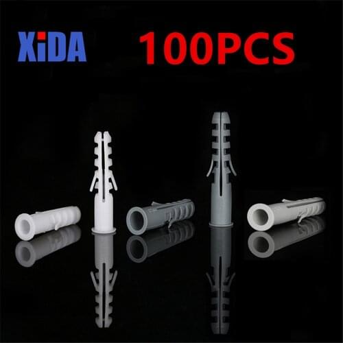 100pcs Plastic expansion pipe M5 M6 M7 M8 rubber plug plastic pipe nylon column expansion screw anchor plug wall plugs
