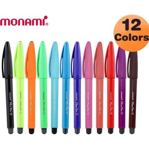 12 Colors Monami Gel Pen Set 0.38mm Fine Point Fiber Tip Cute Pens Drawing Sketching Sign Kwaii School Supplies Penna Gel