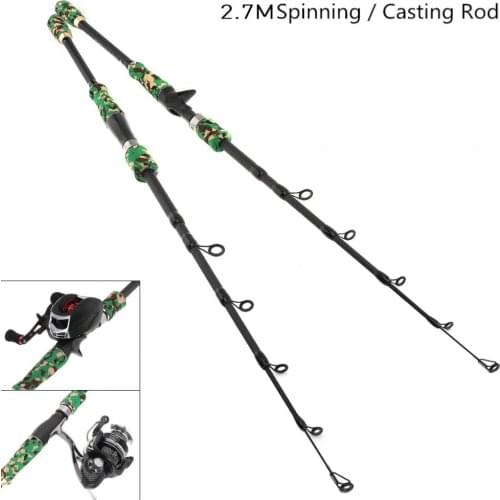 2.7m Camouflage Color Carbon Fiber Lure Fishing Rod Spinning Casting Rod 7 Section Telescopic Ultra Light Travel
