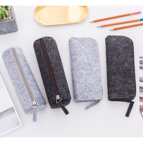 200pcs Felt pencil bag fabric pencil case School Office Supplies Stationery Pouch Purse Storage Cute Makeup Bags Pencil Box SN