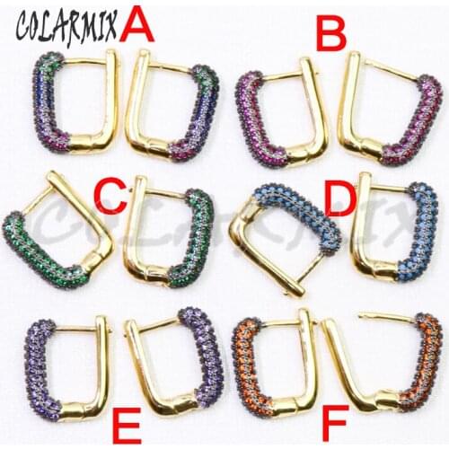 4Pairs geometrice Zircon earrings mix colors Luxury jewelry high quality hook earrings fashion jewelry for women 50927