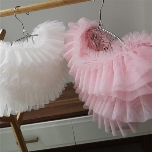 5Meters 11cm Pleated Lace Trim Bubble Skirt Ruffle Mesh Lace Pink Pleated Lace Fabric Accessories Tutu Lace Wedding Decortion