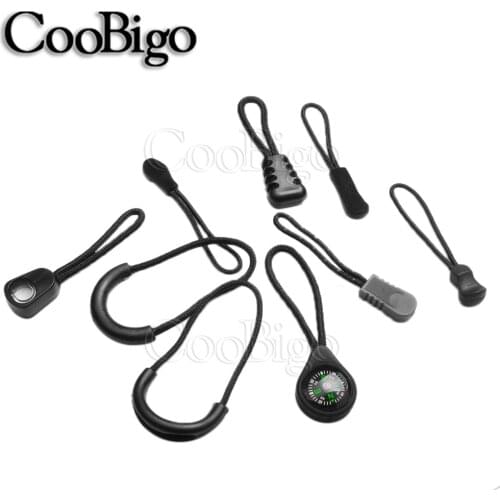 5pcs Black Zipper Pulls Cord Ends Strap Lariat For Garment Apparel Bag Tactical Backpack DIY Head Rope Accessories