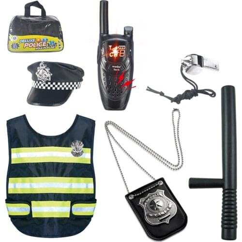 7Pcs/set Children Police Pretend Cosplay Outfit Set Role Play Cop Toy Set Police Officer Play Game Kids Hot Sale