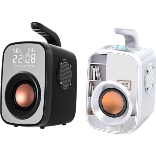 Bluetooth5.0 Bass Speaker for PC Computer Radio with Alarm Clock Temp