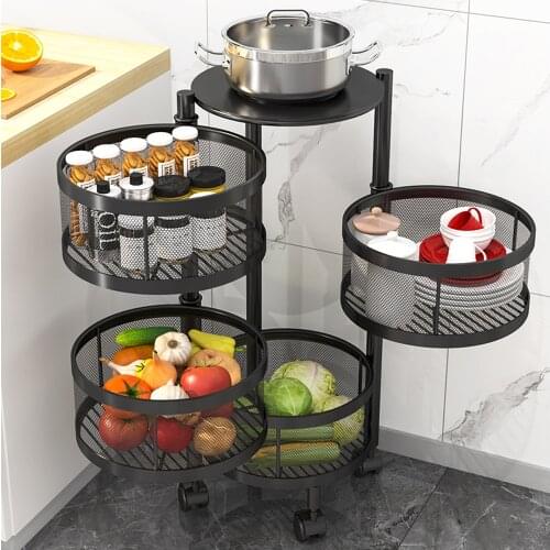 Large Kitchen Storage Rack Circular Rotation Storage Shelf Multi-Functional Vegetables Fruit Racks Large-capacity Shelf